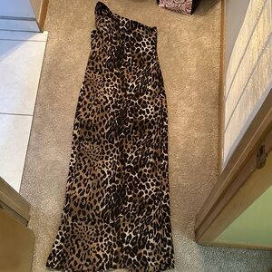 Boston Proper Leopard Print One-Shoulder Jumpsuit